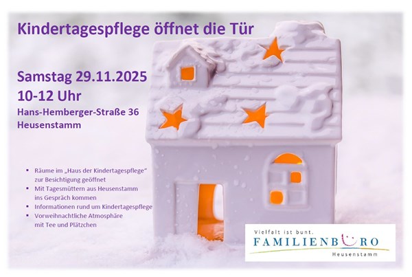 Familienbüro & Tagesmütter: Tag der offenen Tür "Kindertagespflege in Heusenstamm“ am 29. November
