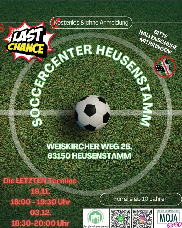 MOJA 63150: Fußballprojekt in der Soccerhalle – Letzte Termine 2025